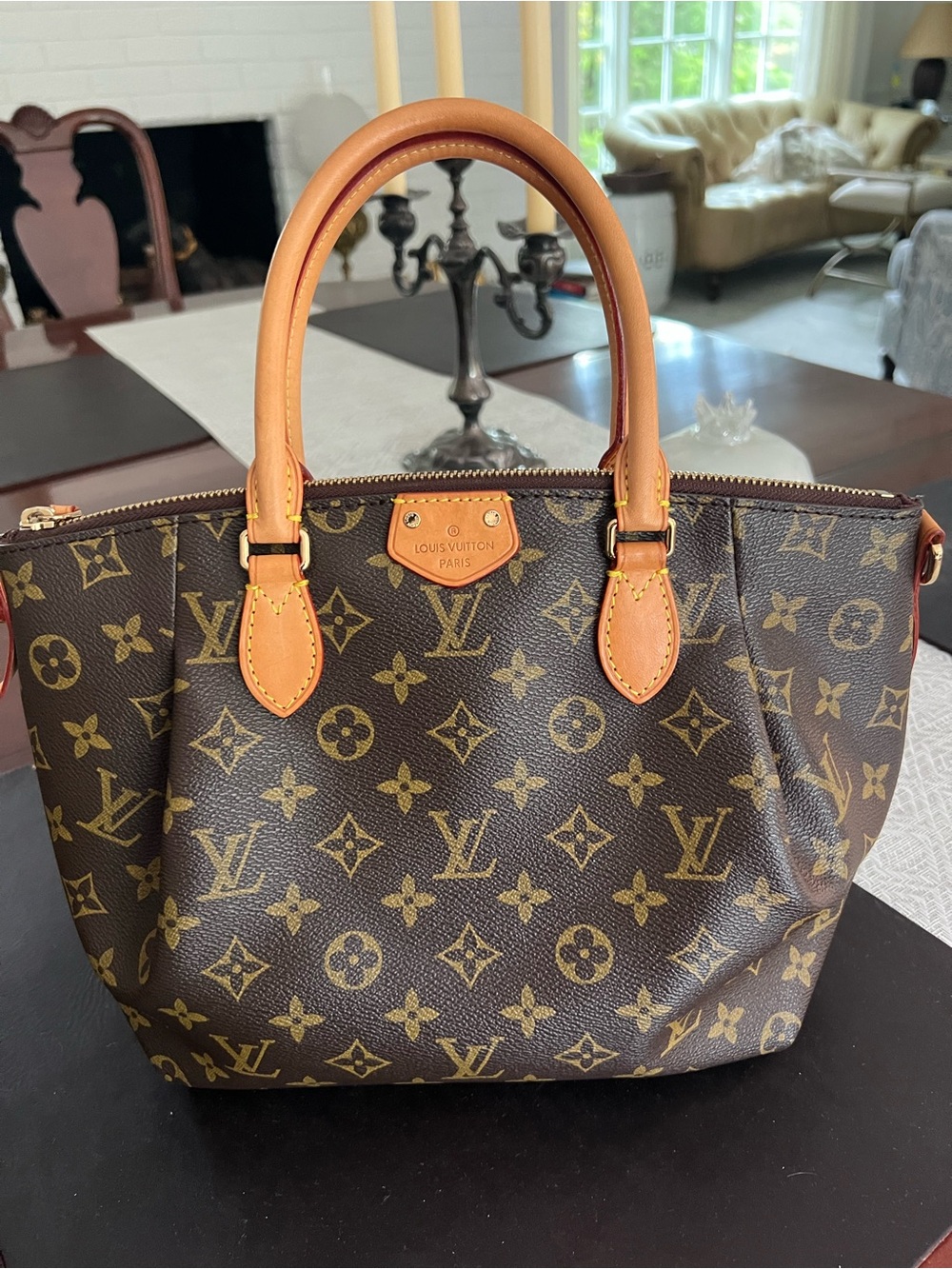 Classic Brown Monogram Canvas Tote with vachetta  Tan Leather Handles